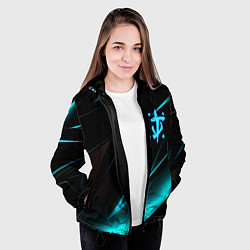Куртка с капюшоном женская Doom neon stripes, цвет: 3D-черный — фото 2