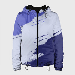 Куртка с капюшоном женская Сине-голубые неравномерные полосы, цвет: 3D-черный