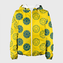 Куртка с капюшоном женская Ряды из спортивных мячей, цвет: 3D-белый