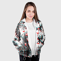Куртка с капюшоном женская Doom тропики глитч, цвет: 3D-белый — фото 2