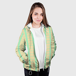 Куртка с капюшоном женская Color beige cage blue stripes, цвет: 3D-белый — фото 2
