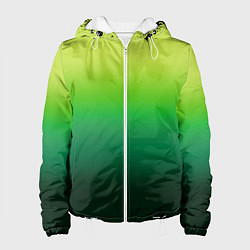 Куртка с капюшоном женская Градиент укропное зеленое омбре, цвет: 3D-белый