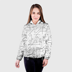Куртка с капюшоном женская Техно-Геометрия на белое, цвет: 3D-белый — фото 2