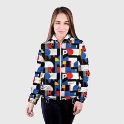 Куртка с капюшоном женская Геометрия букв, цвет: 3D-белый — фото 2