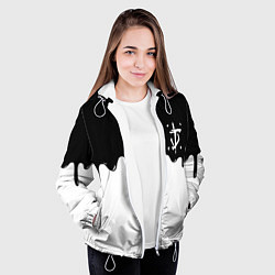 Куртка с капюшоном женская Doom logo жидкие краски, цвет: 3D-белый — фото 2