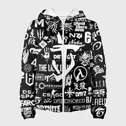 Куртка с капюшоном женская Doom логотипы всех игр, цвет: 3D-белый