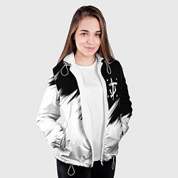 Куртка с капюшоном женская Doom краски черно белый, цвет: 3D-белый — фото 2