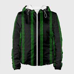 Куртка с капюшоном женская Color black cage green stripes, цвет: 3D-белый