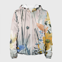 Куртка с капюшоном женская Цветы полевые, цвет: 3D-белый
