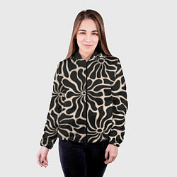 Куртка с капюшоном женская Цветы black pattern, цвет: 3D-черный — фото 2