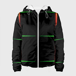 Куртка с капюшоном женская Color black green orange stripes, цвет: 3D-белый