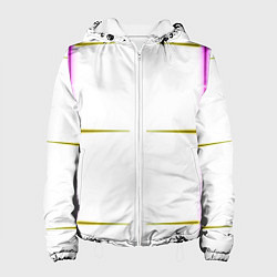 Куртка с капюшоном женская Color white pink yellow stripes, цвет: 3D-белый