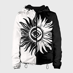 Куртка с капюшоном женская Солнце черно-белое, цвет: 3D-черный