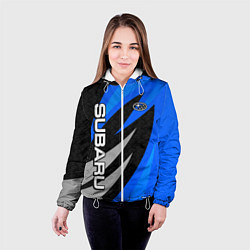 Куртка с капюшоном женская Subaru - синий, цвет: 3D-белый — фото 2