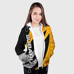 Куртка с капюшоном женская Субару - желтый, цвет: 3D-белый — фото 2