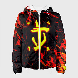 Куртка с капюшоном женская Doom огненные искры, цвет: 3D-белый