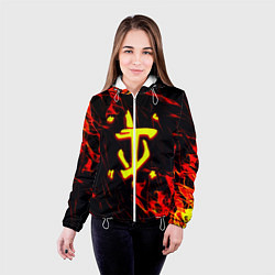 Куртка с капюшоном женская Doom огненные искры, цвет: 3D-белый — фото 2