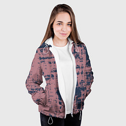 Куртка с капюшоном женская Текстура с потертостями сине-розовая, цвет: 3D-белый — фото 2
