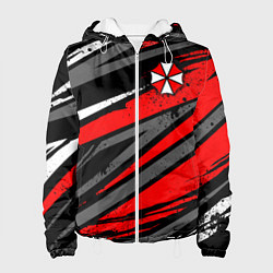 Куртка с капюшоном женская Umbrella - red lines, цвет: 3D-белый