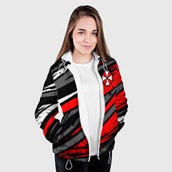 Куртка с капюшоном женская Umbrella - red lines, цвет: 3D-белый — фото 2