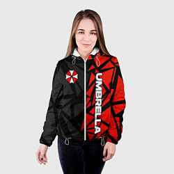 Куртка с капюшоном женская Umbrella corp - красные фрагменты, цвет: 3D-белый — фото 2