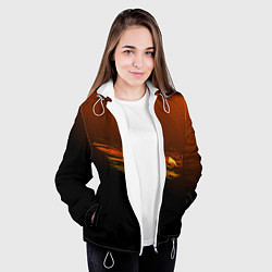 Куртка с капюшоном женская Орел в облаках - градиент, цвет: 3D-белый — фото 2