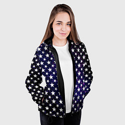 Куртка с капюшоном женская Паттерн со звёздами тёмно-синий, цвет: 3D-черный — фото 2