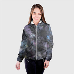 Куртка с капюшоном женская Абстракция - dark blue oil painting, цвет: 3D-белый — фото 2