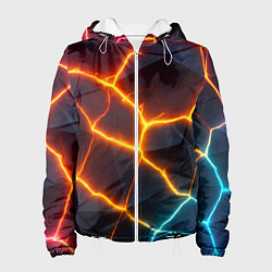 Куртка с капюшоном женская Разноцветный неон из плит, цвет: 3D-белый