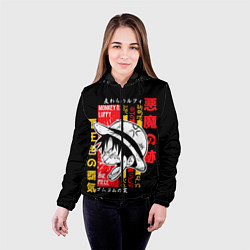 Куртка с капюшоном женская Ван Пис Луффи, цвет: 3D-черный — фото 2
