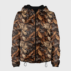 Куртка с капюшоном женская Камуфляж из осенних листьев, цвет: 3D-черный