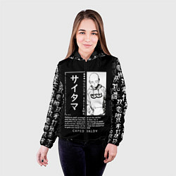 Куртка с капюшоном женская Ванпанчмен, с иероглифами, цвет: 3D-черный — фото 2