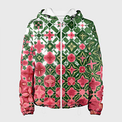 Куртка с капюшоном женская Розово-зеленая метаморфоза, цвет: 3D-белый