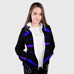 Куртка с капюшоном женская Color black neon stripes, цвет: 3D-белый — фото 2