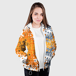 Куртка с капюшоном женская Геометрические разводы, цвет: 3D-белый — фото 2