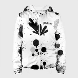 Куртка с капюшоном женская Растительный паттерн и кляксы - Милан, цвет: 3D-белый