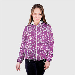 Куртка с капюшоном женская Треугольники из дуг по диагонали, цвет: 3D-белый — фото 2