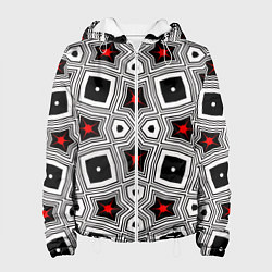 Куртка с капюшоном женская Звезды в геометрической абстракции, цвет: 3D-белый