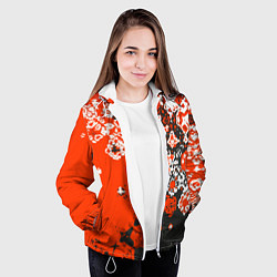 Куртка с капюшоном женская Красно-черная метаморфоза, цвет: 3D-белый — фото 2