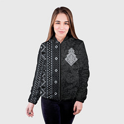 Куртка с капюшоном женская Славянский орнамент Макошь, цвет: 3D-черный — фото 2