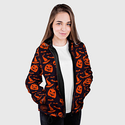 Куртка с капюшоном женская Паттерн с символами праздника Хэллоуин, цвет: 3D-черный — фото 2