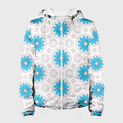 Куртка с капюшоном женская Цветочно-геометрический узор, цвет: 3D-белый