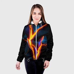 Куртка с капюшоном женская Neon orange glow, цвет: 3D-белый — фото 2