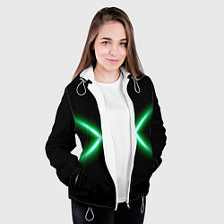 Куртка с капюшоном женская Neon green lines, цвет: 3D-белый — фото 2