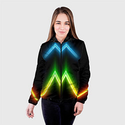Куртка с капюшоном женская Neon multicolored lines, цвет: 3D-черный — фото 2