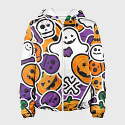 Куртка с капюшоном женская Улыбки хэллоуина, цвет: 3D-белый