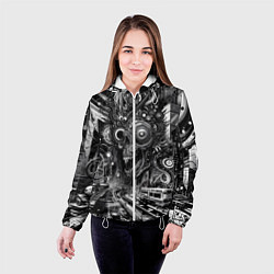 Куртка с капюшоном женская Cyber urban skull - ai art fantasy, цвет: 3D-белый — фото 2