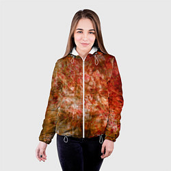Куртка с капюшоном женская Абстракция - bright red, цвет: 3D-белый — фото 2