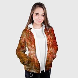 Куртка с капюшоном женская Абстракция - bright red, цвет: 3D-белый — фото 2