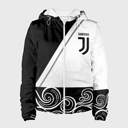 Куртка с капюшоном женская Ювентус геометрия полосы текстура, цвет: 3D-белый